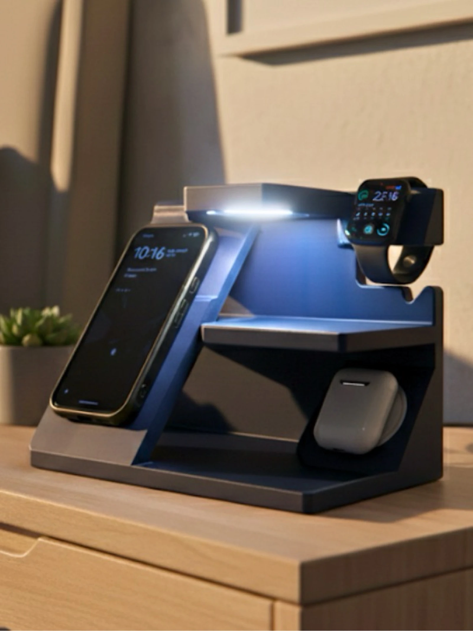 Table de Chevet Lampe & Organisateur | Apple Magsafe